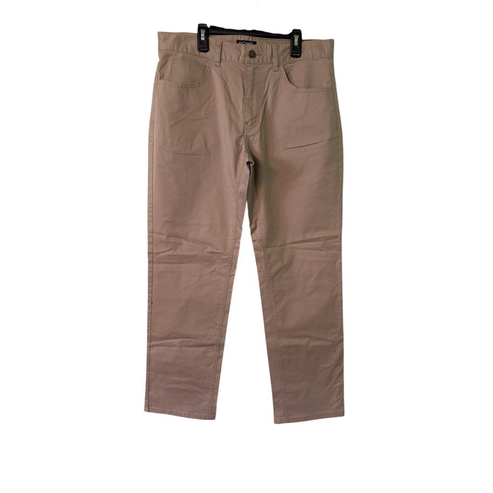 Michael Kors Men's 32/30 Khaki Pants With Flashy Metal MK Patch 32x29